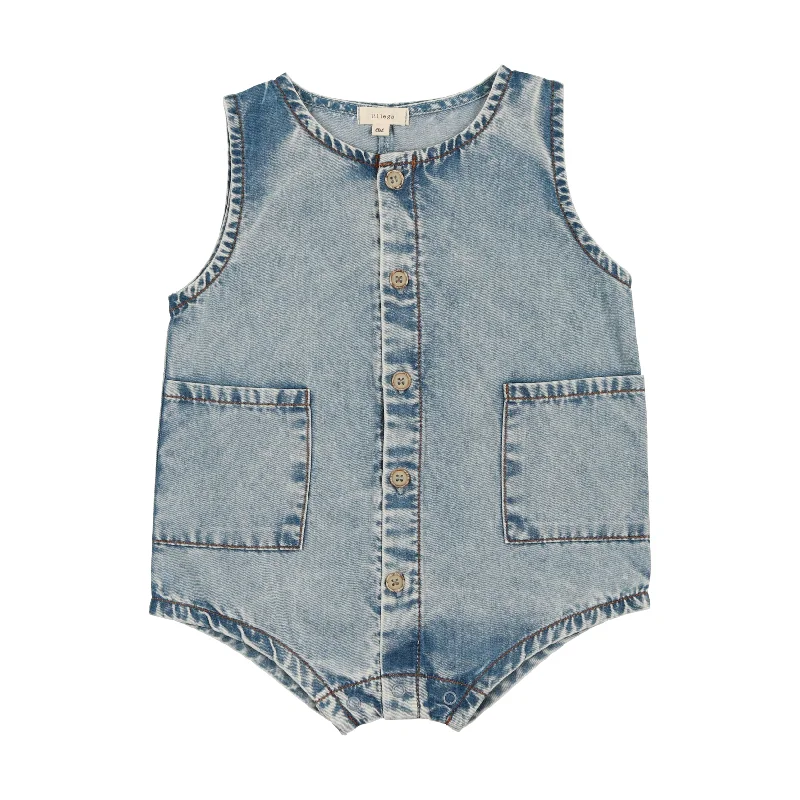 Lil Legs Boys Boxy Romper - Stone Wash