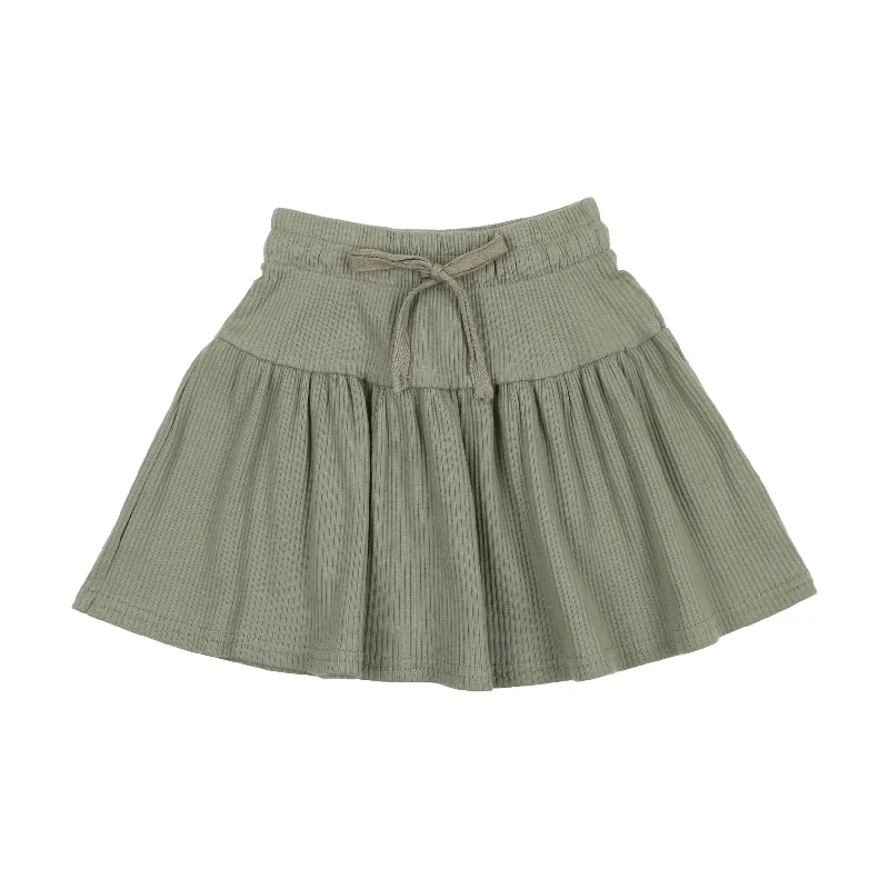 Lil Legs Ribbed Drawstring Skirt - Green