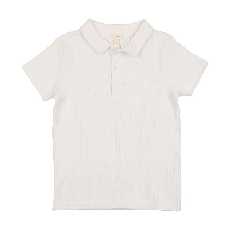 Lil Legs Ribbed Polo Short Sleeve - White