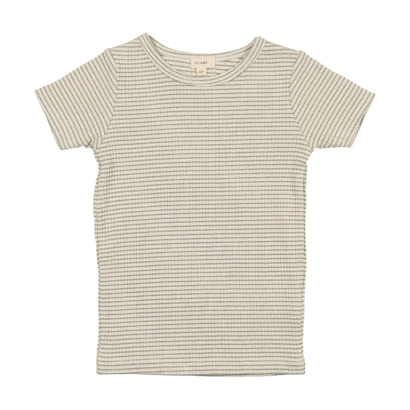 Lil Legs Ribbed T-Shirt Short Sleeve - Green Stripe