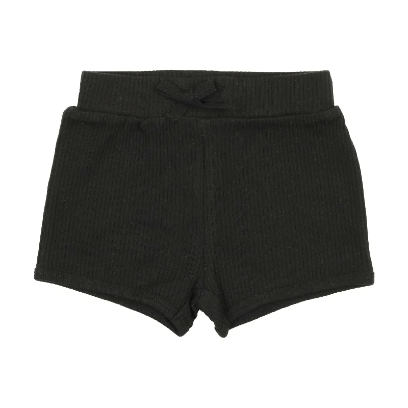 Lil Legs Ribbed Track Shorts - Black