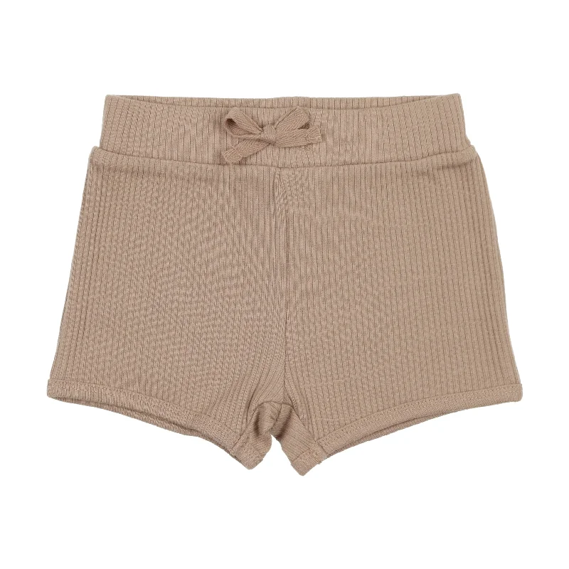 Lil Legs Ribbed Track Shorts - Tan