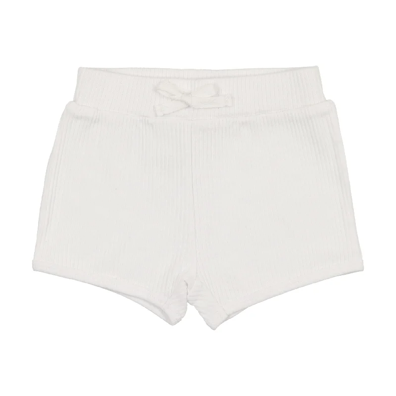 Lil Legs Ribbed Track Shorts - White