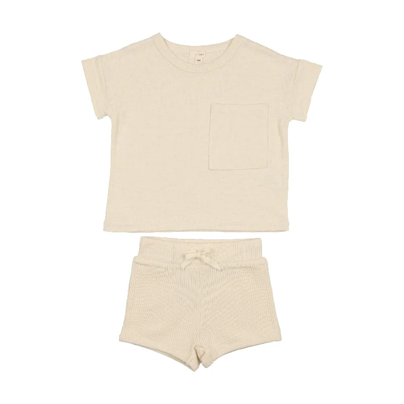 Lil Legs Toddler Boys Set - Cream Pocket