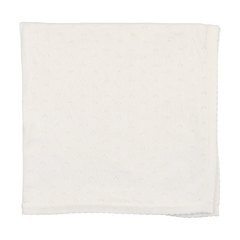 Lilette Pointelle Knit Blanket - White