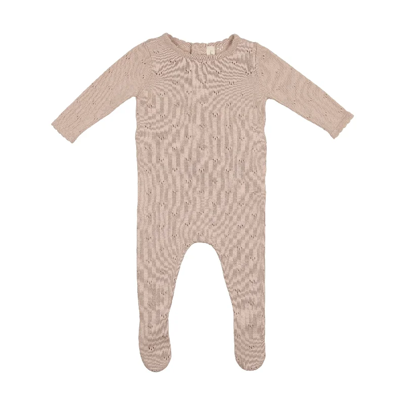 Lilette Pointelle Knit Footie - Sand